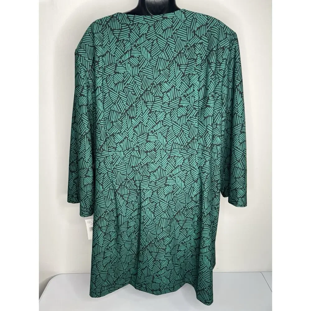 Danny & Nicole Green Geometric Jacket Duster Plus Size Office Wear Size 22W
